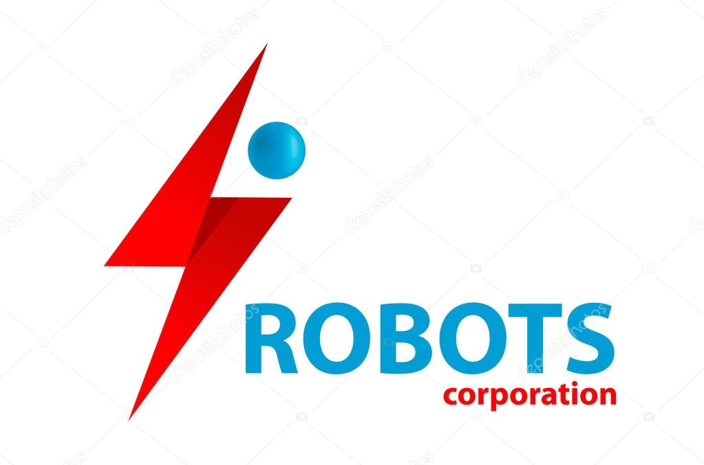 Blue simple flat droid robot logo vector | Alien robot cute professional logo vector mascot