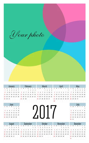 Simple 2017 año vector calendario — Vector de stock