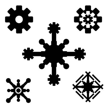 teknoloji Kış beyaz arka plan üzerinde siyah izole beş simgesi silüeti ayarla