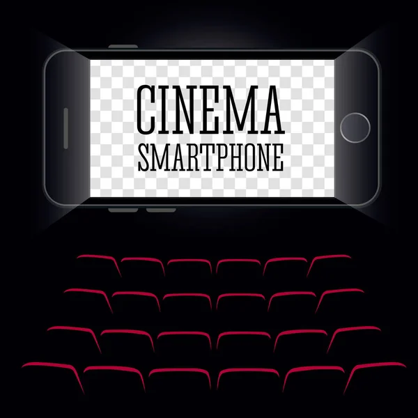 Cinema in the smartphone. Black background. Vector — Stock Vector