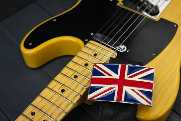 Classic American electric guitar neck with a Union Jack British