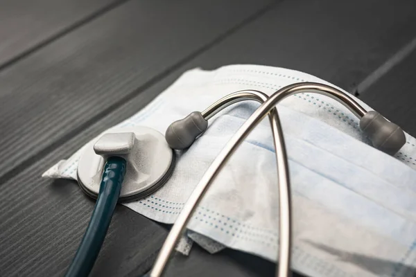 Stethoscope Protective Mask Coronavirus Other Viruses Bacteria — Stock Photo, Image