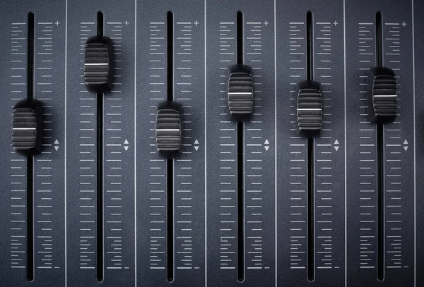 faders of a mixer for audio production and control of equalization and mixing using midi technology