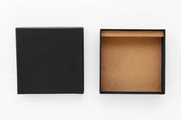 Black box packaging with lid — Stock Photo, Image