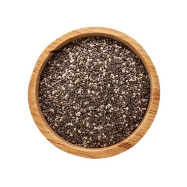 Chia tohum üzerinde beyaz izole kase