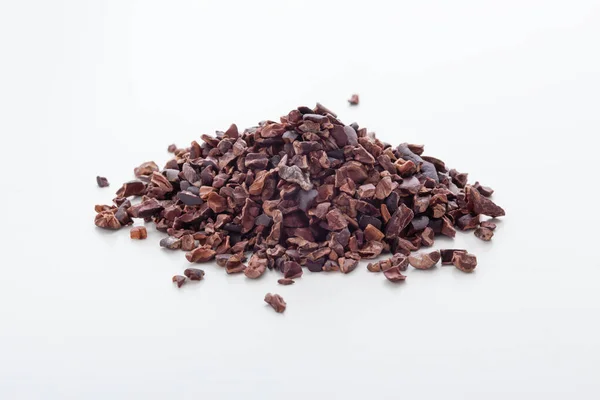 Cacao Nibs White Background — Stock Photo, Image