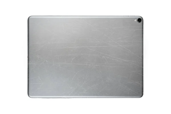 Tabletin arka tarafı çizilmiş beyaz arkaplanda izole edilmiş
