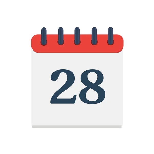 Icono del calendario con fecha 28 día mes. Día de agenda plana recordatorio botón de diseño de calendario de eventos . — Archivo Imágenes Vectoriales