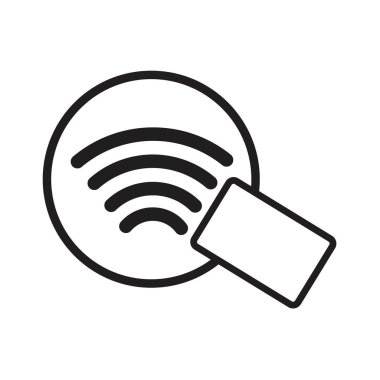 Bağlantısız NFC kablosuz ödeme işareti logosu. Kredi kartı nfc ödeme vektörü kavramı