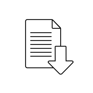Vektör İndirme Belgesi Simgesi. Simge indirme belgesi, pdf dosyası yükleme, veri tablosu, vektör oku al.