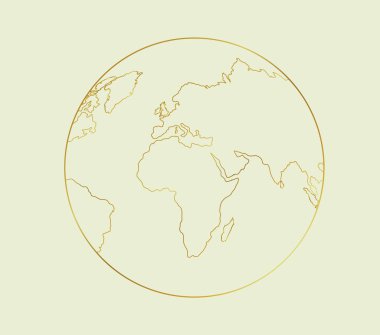 Altın dünya küresi. Vektör toprak simgesi.