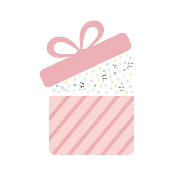 Opened gift box, surprise birthday holiday concept. Vector. — Stockvector