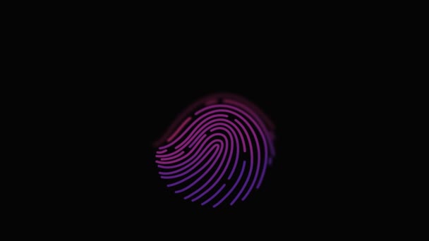 Fingeravtrykksystem Skanningssystem Biometriske tillatelser og godkjenning. begrepene sikkerhet og kontroll av passord gjennom fingeravtrykk i en avansert teknologisk framtid . – stockvideo