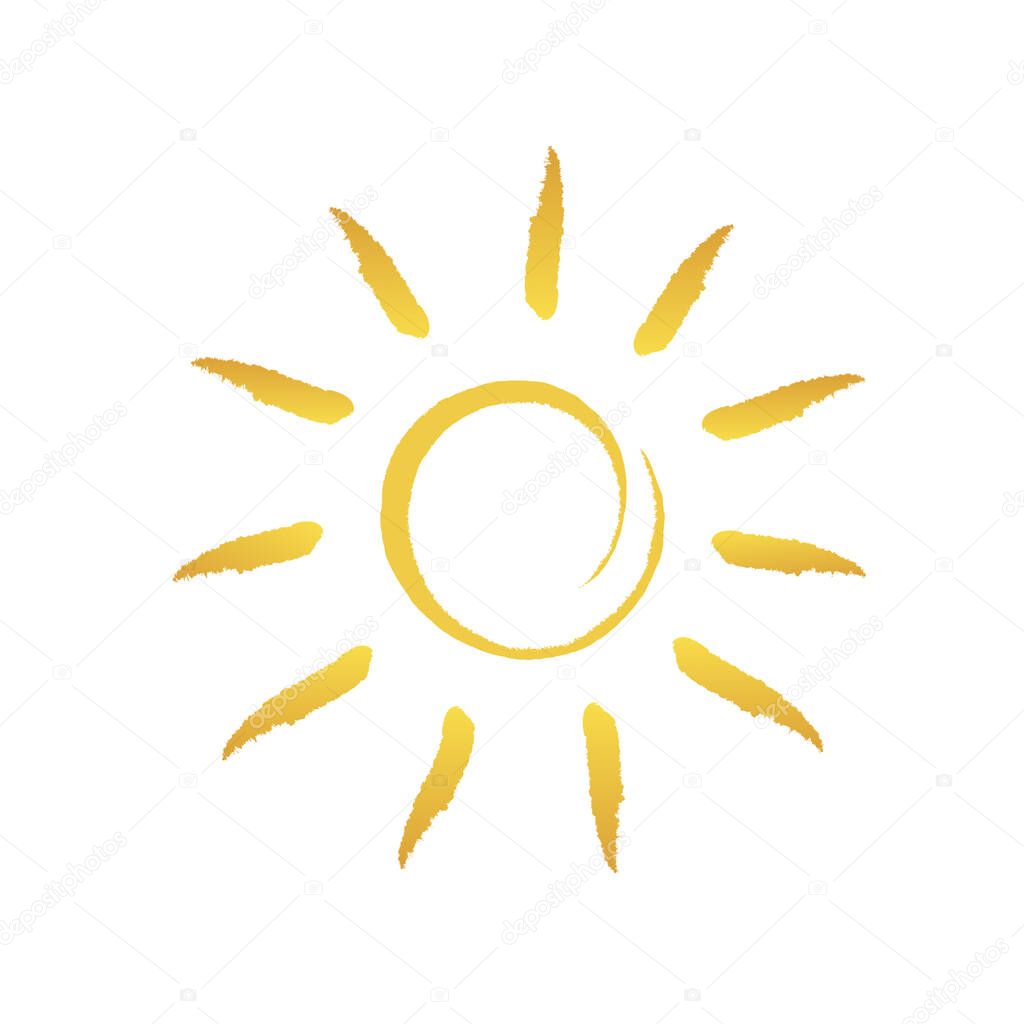 Realistic sun icon for weather design. Sun pictogram, flat icon. Trendy summer symbol for website design, web button, mobile app. Template vector illustration.