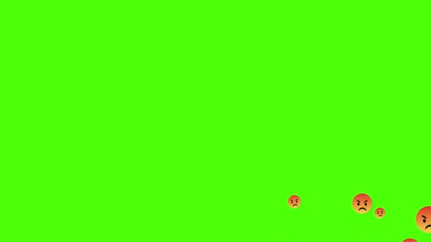 在绿色背景的动画4K视频中，动漫愤怒的笑脸出现了，也消失了. — 图库视频影像