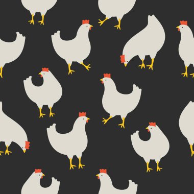 Koyu arka plan üzerinde tavuk ile Seamless Modeli