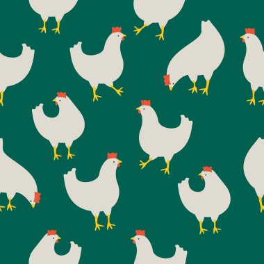 Yeşil zemin üzerine tavuk ile Seamless Modeli
