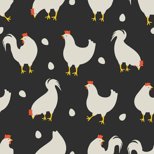 公鸡和鸡模式深灰色 — 图库矢量图片#