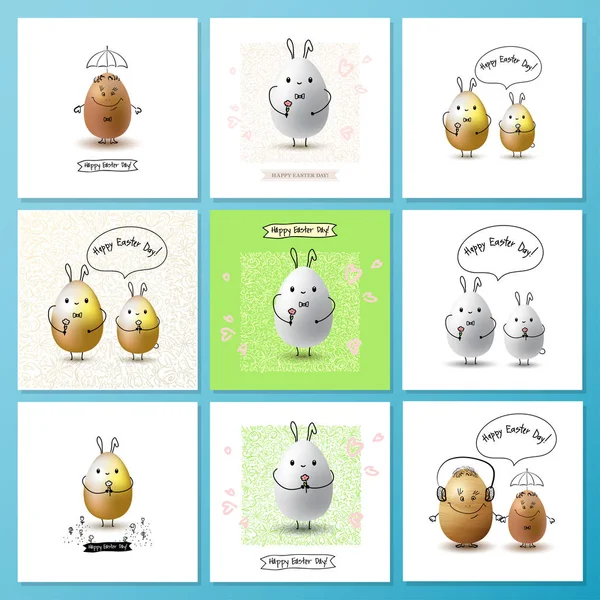 Happy Easter Day greeting cards — Stock Vector