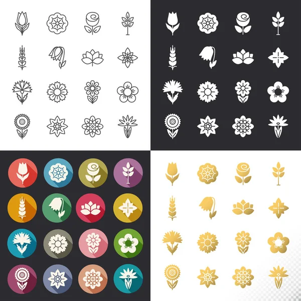 Conjunto de iconos de flor — Vector de stock