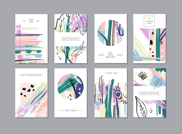 Set of creative universal floral cards