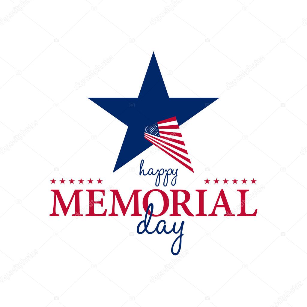 Happy Memorial National American Day card or background with with USA flag.