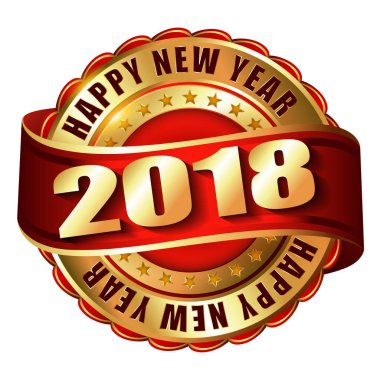 Mutlu yeni yıl 2018 damgası. 