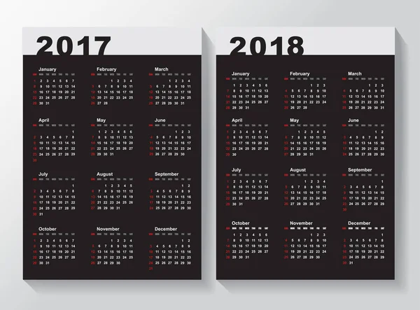 Prosty kalendarz szablonu — Wektor stockowy