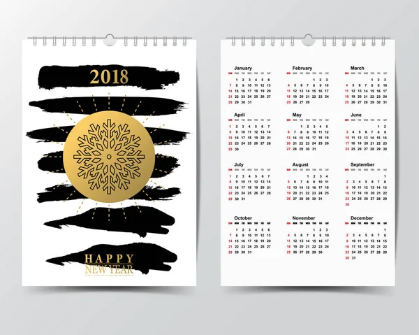 Modèle de calendrier pour 2018 année . — Image vectorielle