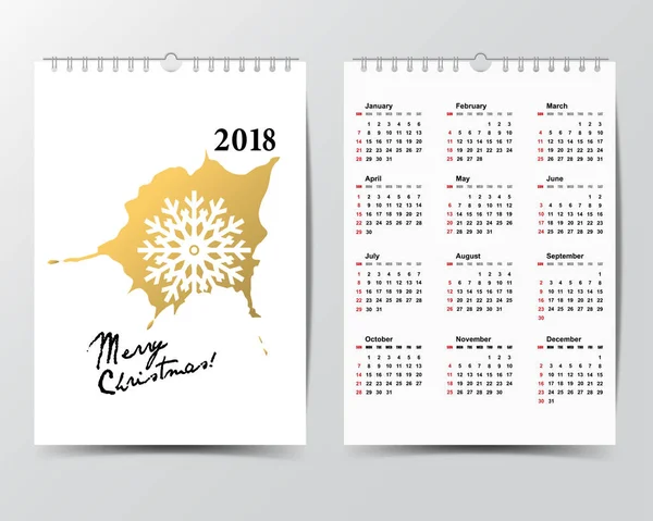 Modèle de calendrier pour 2018 année . — Image vectorielle