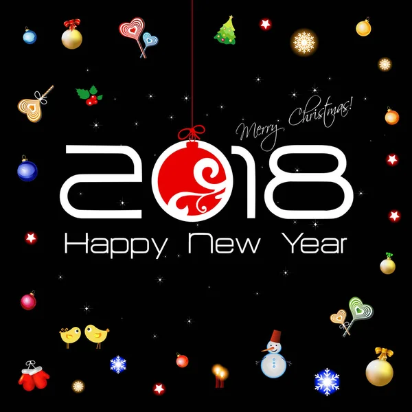 Yeni yıl kartı topu ile — Stok Vektör