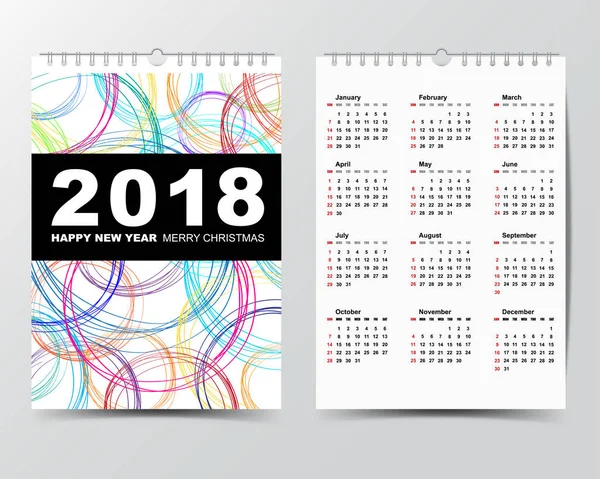 Kalendersjabloon voor 2018 jaar. — Stockvector