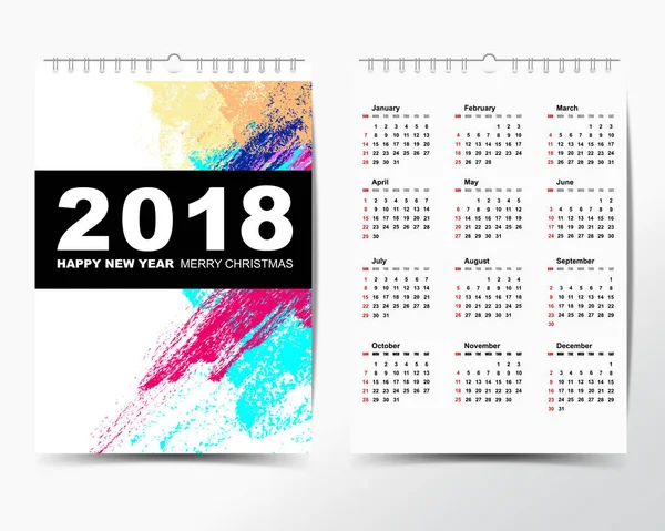 Modèle de calendrier pour 2018 année . — Image vectorielle