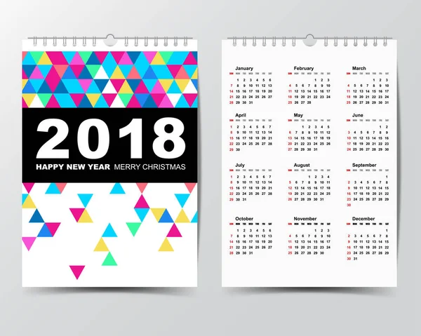 Šablona kalendáře pro rok 2018. — Stockový vektor