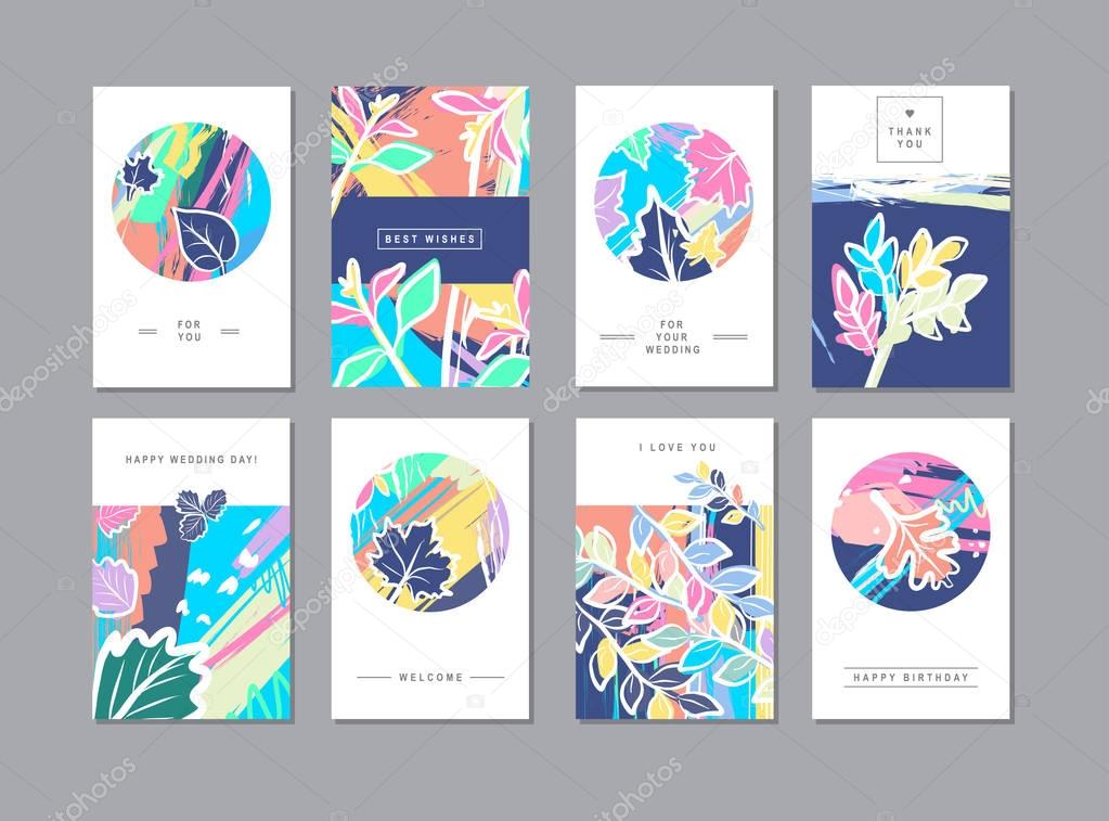 Set of creative floral cards 