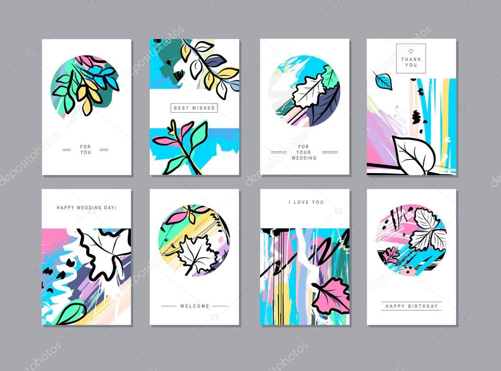 Set of creative floral cards 
