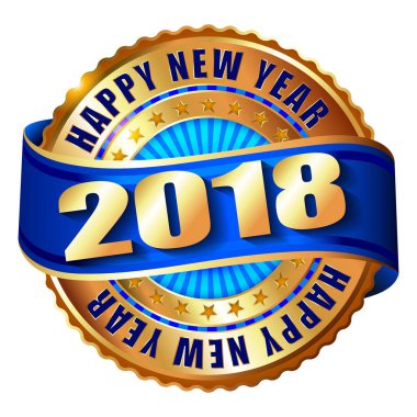 Mutlu yeni yıl 2018 damgası. 