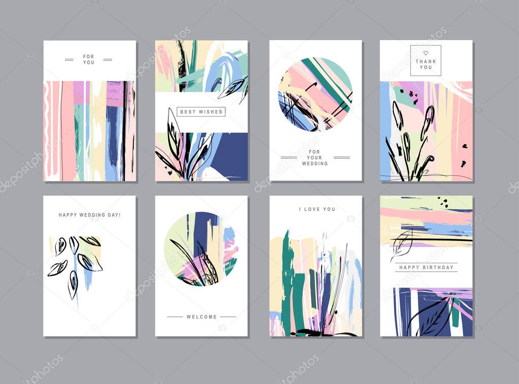 Set of creative floral cards 