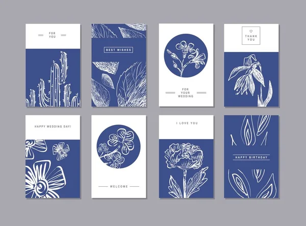 Conjunto de tarjetas florales universales — Archivo Imágenes Vectoriales