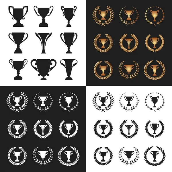 Set of Winner Trophy Cups — Stock Vector