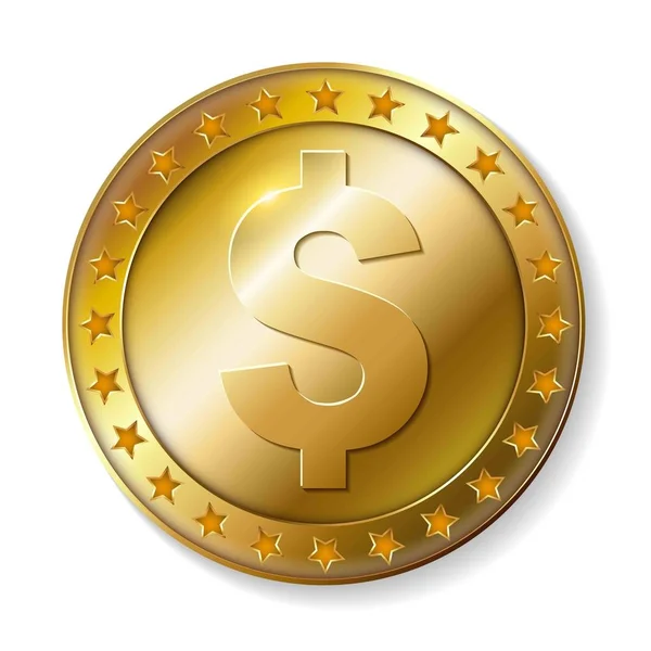 Moneda de oro dólar . — Vector de stock