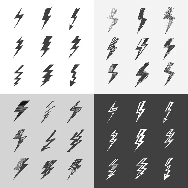 Set of weather lightnings — Stock Vector