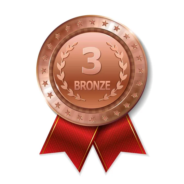 Bronz ödül ödül madalya gerçekçi 3d bronz ödül ödül Madalyası kazanan. — Stok Vektör