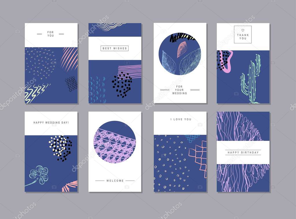 Set of universal floral cards 