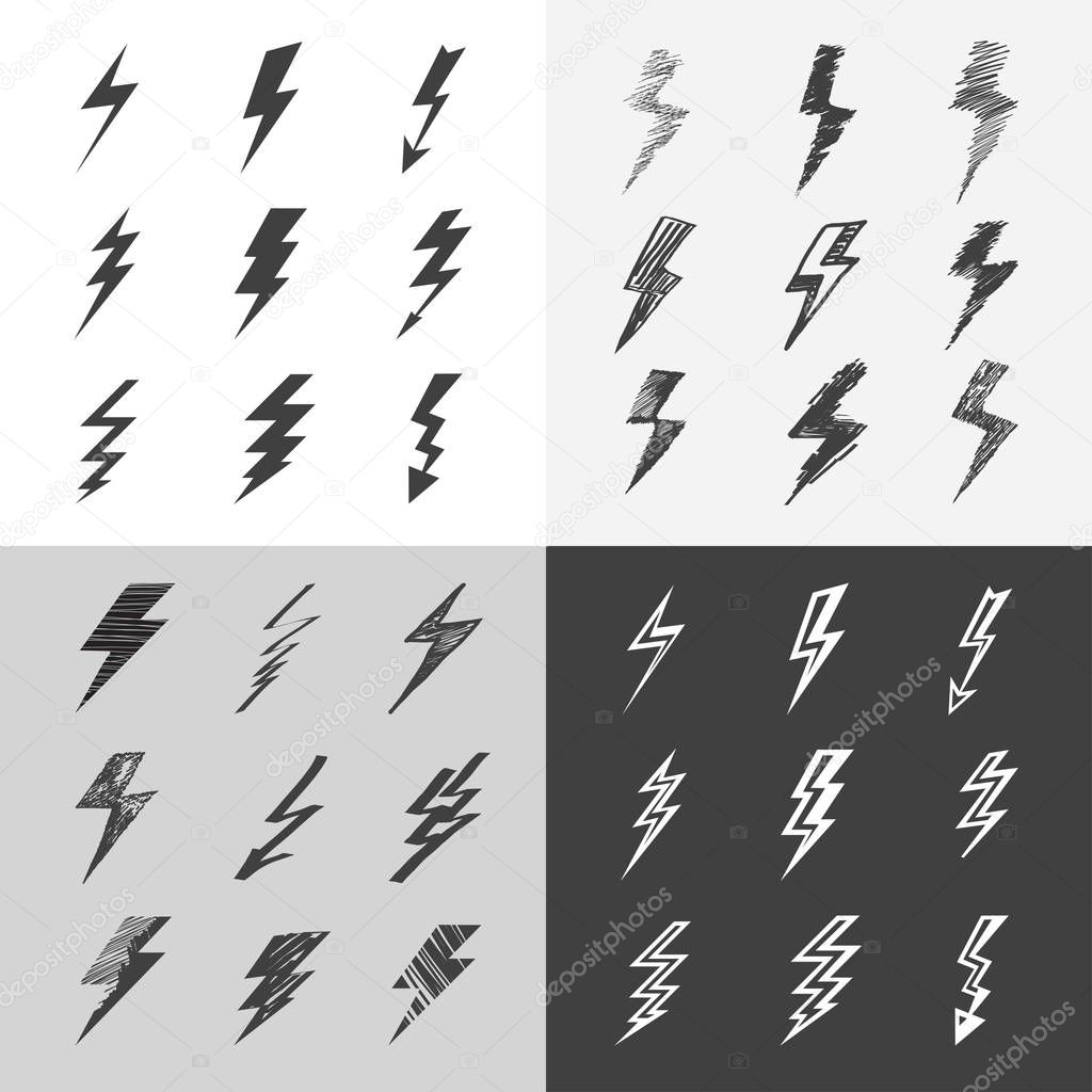 Set of weather lightnings