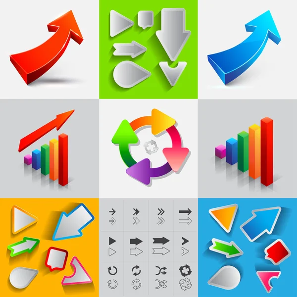 Conjunto Ícones Setas Ascendentes Logotipos Vetor Ilustração —  Vetores de Stock