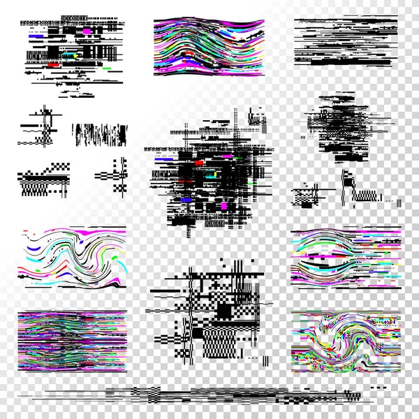 Συλλογή Από Αφηρημένη Χρώμα Ψηφιακό Δυσλειτουργίες Διάνυσμα Εικονογράφηση — Διανυσματικό Αρχείο