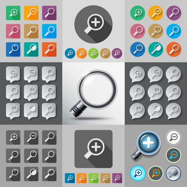 Collection Magnifying Glass Icons Vector Illustration — Stock Vector