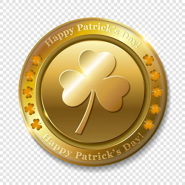 Gouden Munten Met Shamrock Blad Vector Illustratie Saint Patricks Day — Stockvector