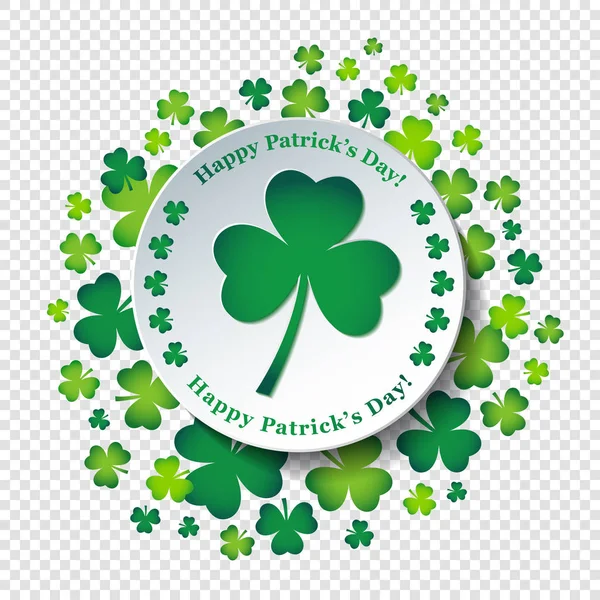 Joyeuse Carte Saint Patricks Day Avec Trèfles Vecteur Illustration — Image vectorielle